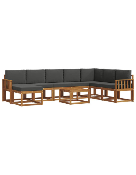 Set di divani da esterno con cuscino 9 pcs Naturale e Antracite