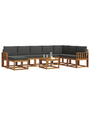 Set di divani da esterno con cuscino 9 pcs Naturale e Antracite