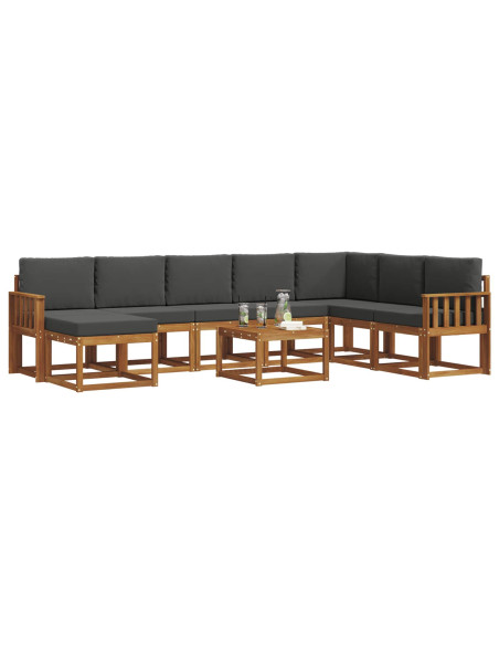Set di divani da esterno con cuscino 9 pcs Naturale e Antracite
