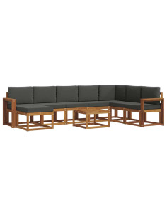 Set di divani da esterno con cuscino 9 pcs Naturale e Antracite 2