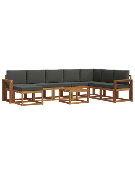 Set di divani da esterno con cuscino 9 pcs Naturale e Antracite