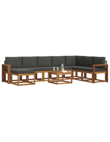Set di divani da esterno con cuscino 9 pcs Naturale e Antracite