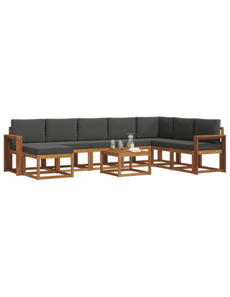 Set di divani da esterno con cuscino 9 pcs Naturale e Antracite