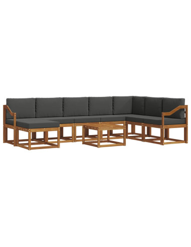 Set di divani da esterno con cuscino 9 pcs Naturale e Antracite