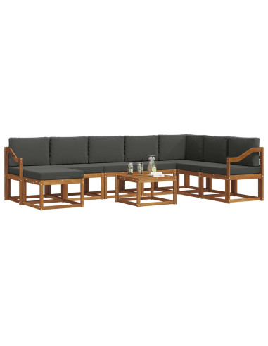 Set di divani da esterno con cuscino 9 pcs Naturale e Antracite