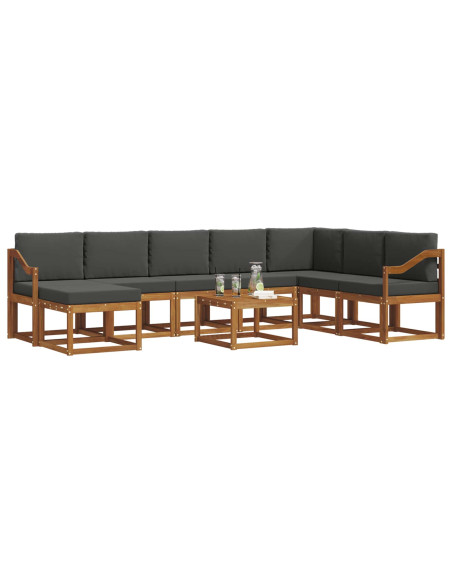 Set di divani da esterno con cuscino 9 pcs Naturale e Antracite