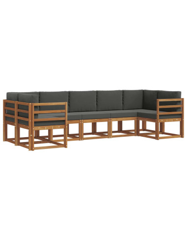 Set di divani da esterno con cuscino 7 pcs Naturale e Antracite