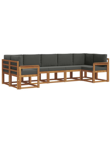 Set di divani da esterno con cuscino 7 pcs Naturale e Antracite