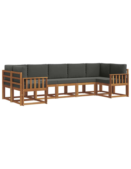 Set di divani da esterno con cuscino 7 pcs Naturale e Antracite