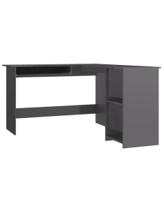 Scrivania Angolare a L Grigio Lucido 120x140x75cm Multistrato 2