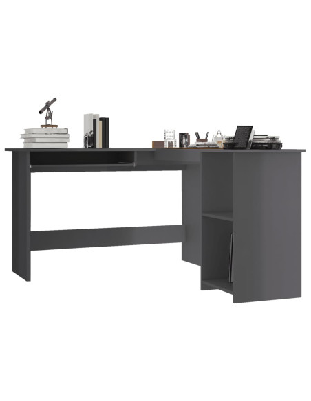 Scrivania Angolare a L Grigio Lucido 120x140x75cm Multistrato