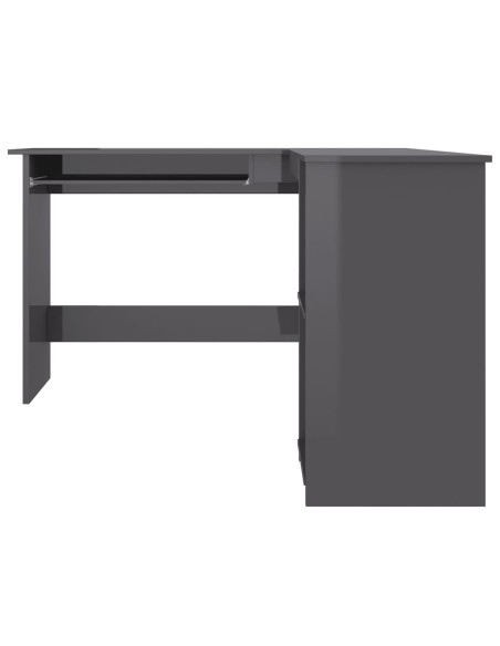 Scrivania Angolare a L Grigio Lucido 120x140x75cm Multistrato