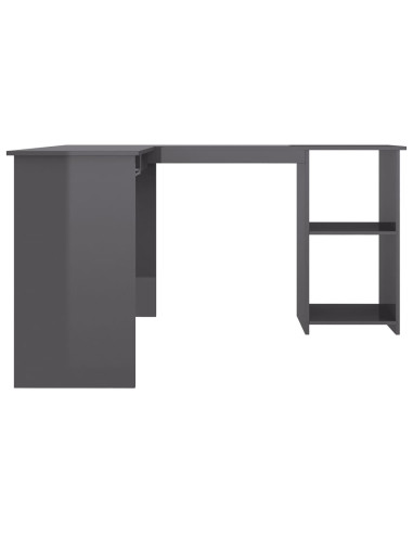 Scrivania Angolare a L Grigio Lucido 120x140x75cm Multistrato
