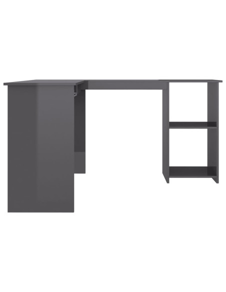 Scrivania Angolare a L Grigio Lucido 120x140x75cm Multistrato