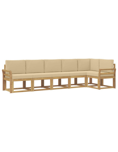 Set di divani da esterno 6 pcs Bianco e Beige Poliestere