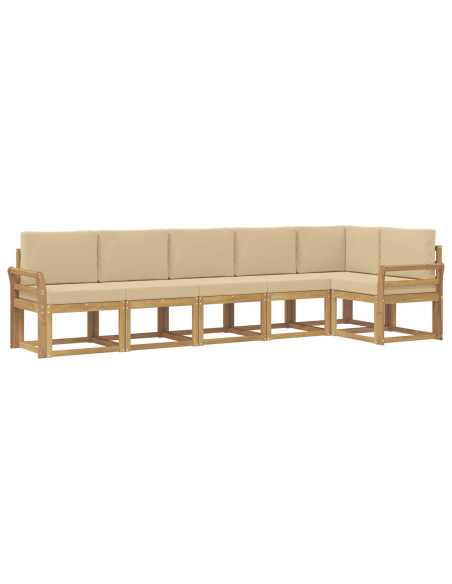 Set di divani da esterno 6 pcs Bianco e Beige Poliestere