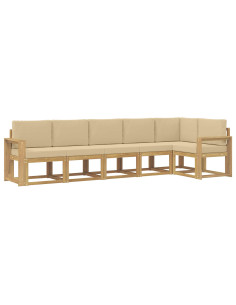Set di divani da esterno 6 pcs Bianco e Beige Poliestere 2