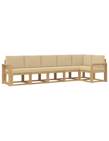 Set di divani da esterno 6 pcs Bianco e Beige Poliestere