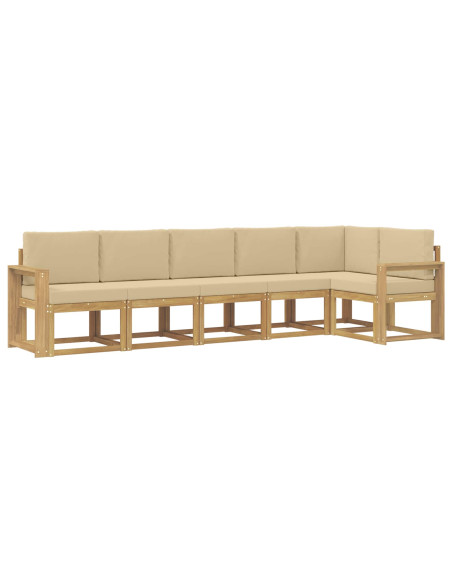 Set di divani da esterno 6 pcs Bianco e Beige Poliestere