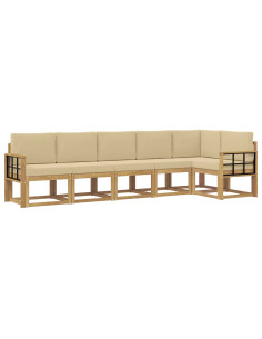 Set di divani da esterno 6 pcs Bianco e Beige Poliestere 2