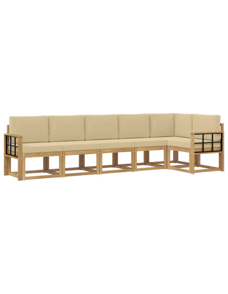 Set di divani da esterno 6 pcs Bianco e Beige Poliestere