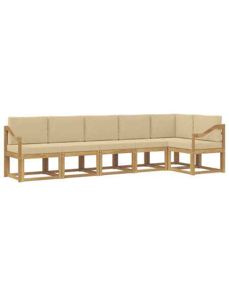 Set di divani da esterno 6 pcs Bianco e Beige Poliestere