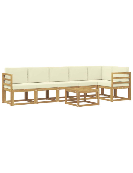 Set di divani da esterno 7 pcs Bianco e Crema Poliestere