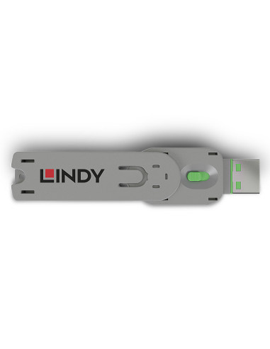 Lindy 40621 clip sicura Chiave bloccaporta USB tipo A Verde Acrilonitrile butadiene stirene (ABS) 1 pz