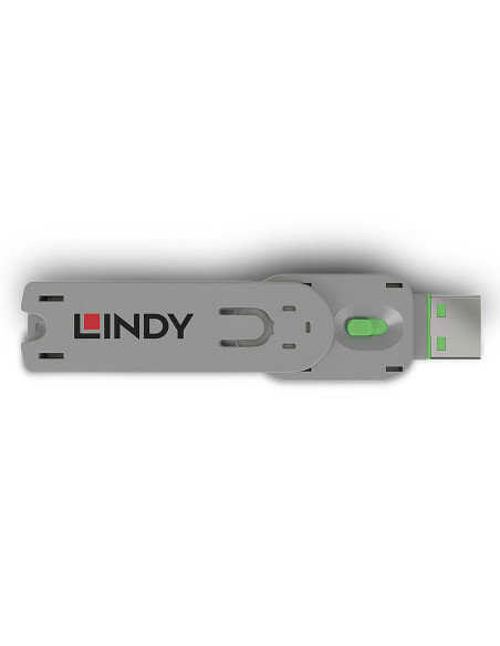 Lindy 40621 clip sicura Chiave bloccaporta USB tipo A Verde Acrilonitrile butadiene stirene (ABS) 1 pz