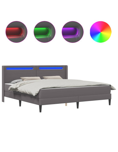 Struttura letto con materasso Grigio 200 x 200 cm Similpelle