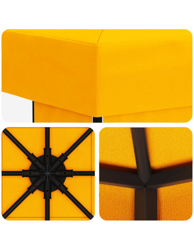 Gazebo 3 x 3 m Giallo Poliestere e Acciaio 190