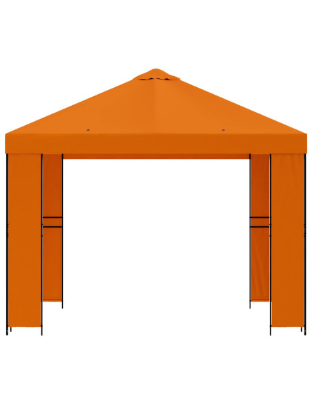 Gazebo 3 x 3 m Arancione Poliestere e Acciaio 190