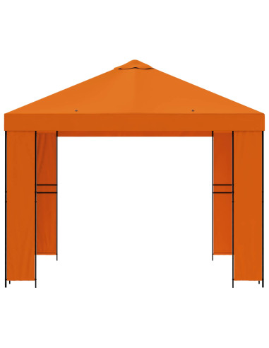 Gazebo 3 x 3 m Arancione Poliestere e Acciaio 190
