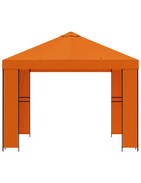 Gazebo 3 x 3 m Arancione Poliestere e Acciaio 190
