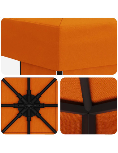Gazebo 3 x 3 m Arancione Poliestere e Acciaio 190