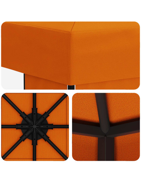 Gazebo 3 x 3 m Arancione Poliestere e Acciaio 190