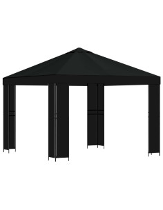 Gazebo 3 x 3 m Nero Poliestere e Acciaio 190 2