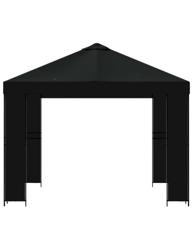 Gazebo 3 x 3 m Nero Poliestere e Acciaio 190