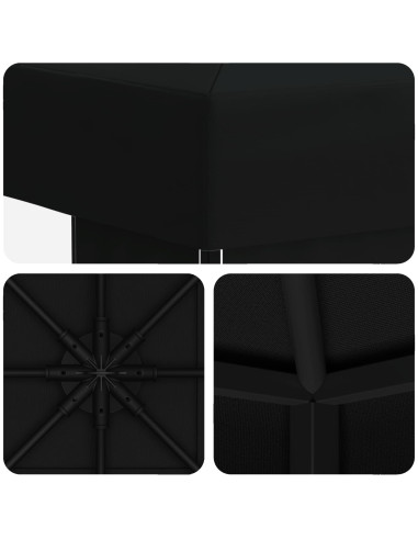 Gazebo 3 x 3 m Nero Poliestere e Acciaio 190