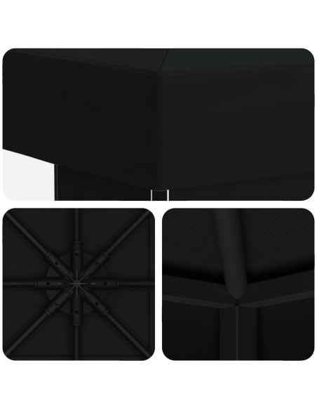 Gazebo 3 x 3 m Nero Poliestere e Acciaio 190