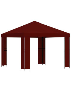 Gazebo 3 x 3 m Borgogna Poliestere e Acciaio 190 2