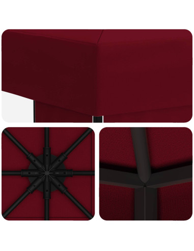 Gazebo 3 x 3 m Borgogna Poliestere e Acciaio 190