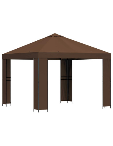 Gazebo 3 x 3 m Marrone Poliestere e Acciaio 190