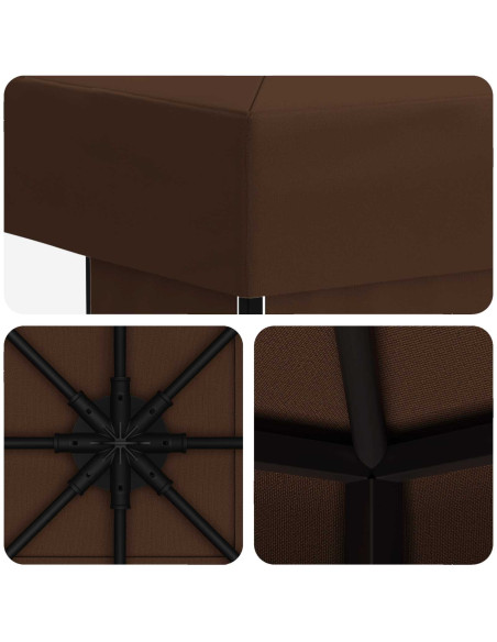 Gazebo 3 x 3 m Marrone Poliestere e Acciaio 190