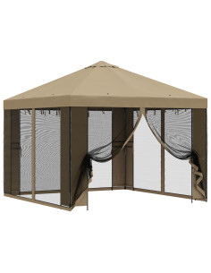 Gazebo da giardino con pareti laterali 3 x 3 m Beige 2
