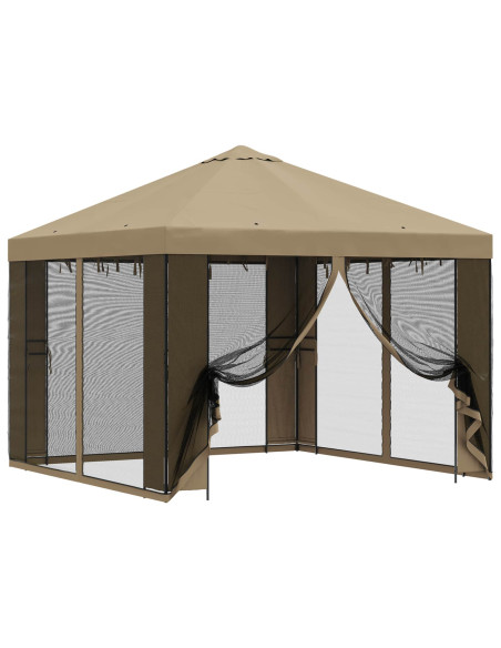 Gazebo da giardino con pareti laterali 3 x 3 m Beige