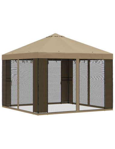 Gazebo da giardino con pareti laterali 3 x 3 m Beige