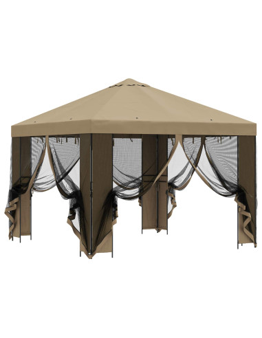 Gazebo da giardino con pareti laterali 3 x 3 m Beige