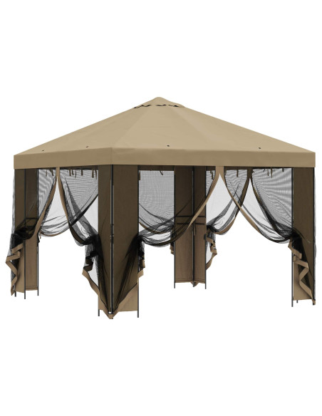 Gazebo da giardino con pareti laterali 3 x 3 m Beige