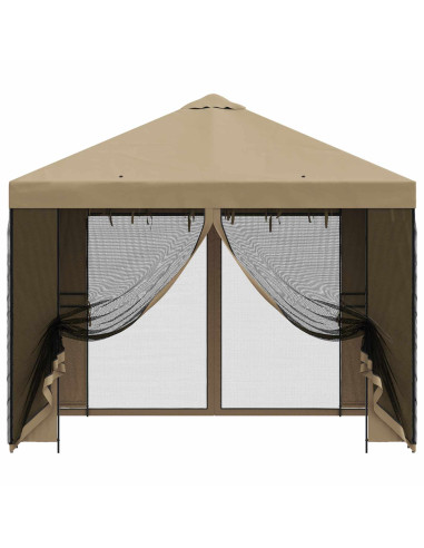 Gazebo da giardino con pareti laterali 3 x 3 m Beige